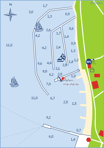 Hafenplan Yachthafen Mönkeberg in der Kieler Förde