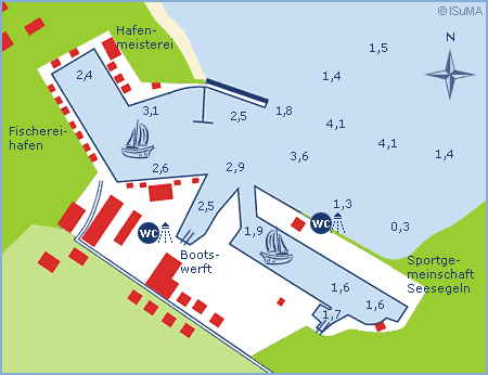 Yachthafen Freest gegenüber der Insel Usedom