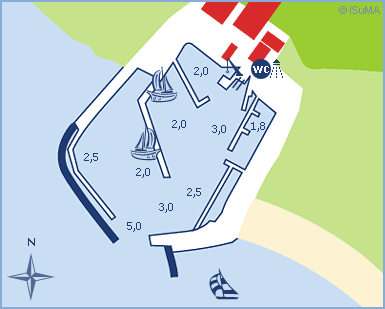 Hafenplan Yachthafen Yacht- und Bootswerft Schaich auf der Insel Fehmarn
