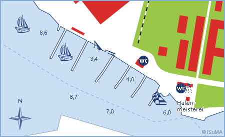 Hafenplan Yachthafen Sporthafen Dietrichsdorf in der Kieler Förde