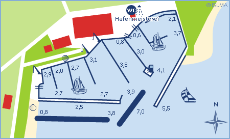 Hafenplan Yachthafen Strande Kieler Förde